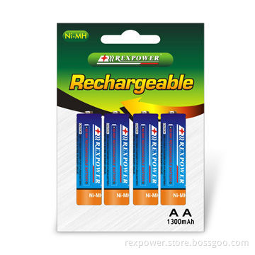 NiMH Battery Pack with AA Size and 1,300mAh Capacity, 1.2V Nominal Voltage
